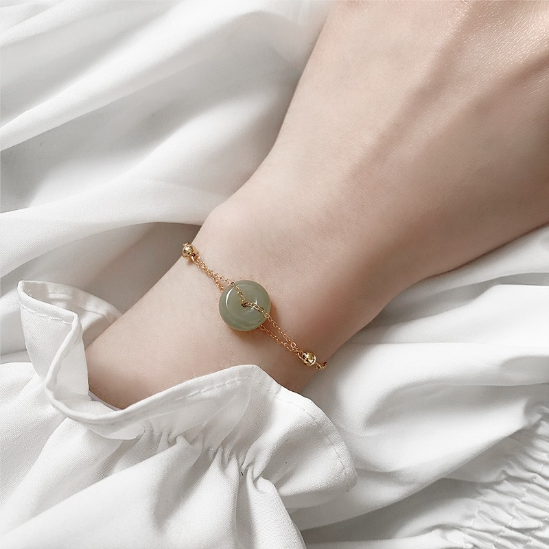 [Ready Stock]Fashion Simple Inlaid Hetian Jade Bracelet