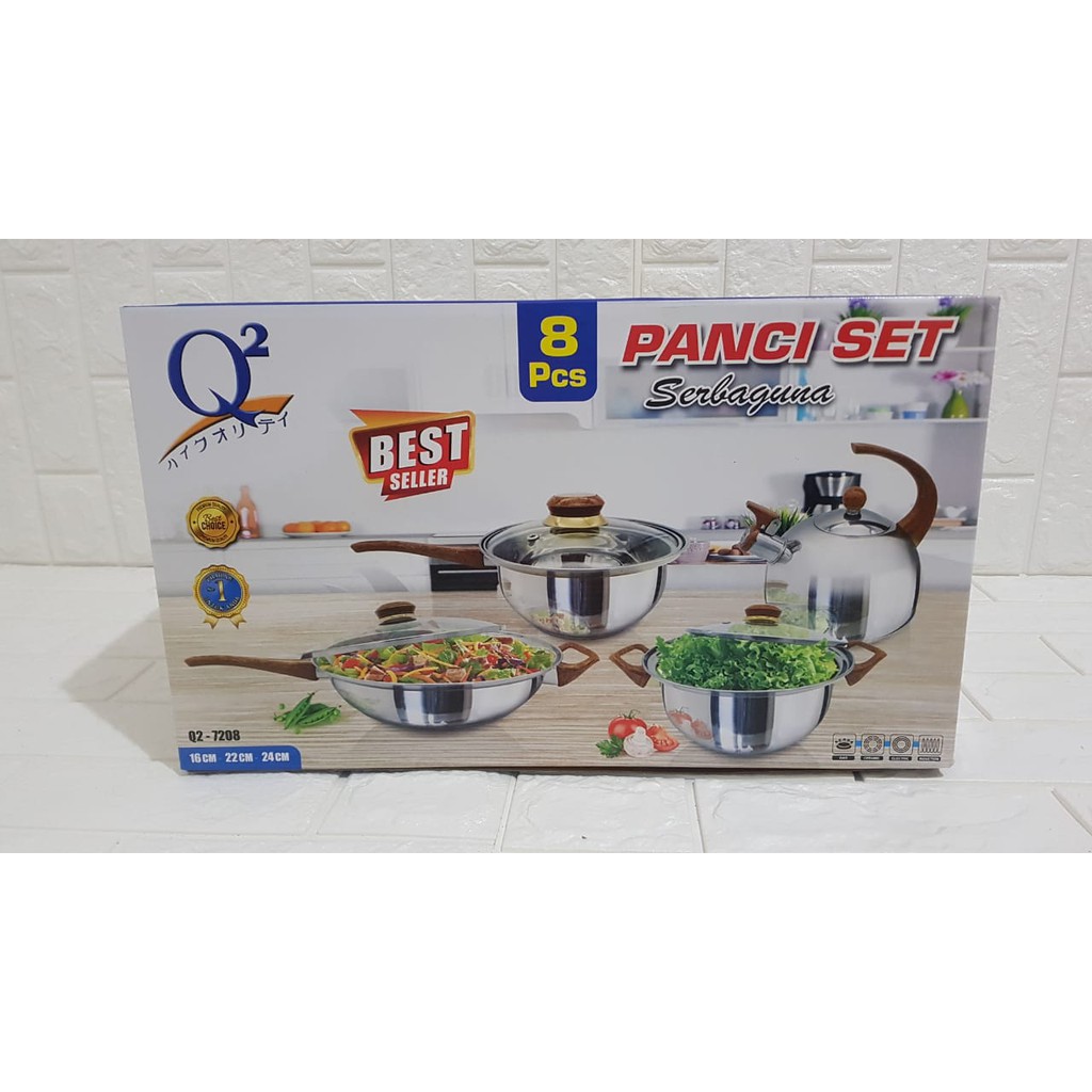 panci set serbaguna stainless 8pcs Q2 type 7208