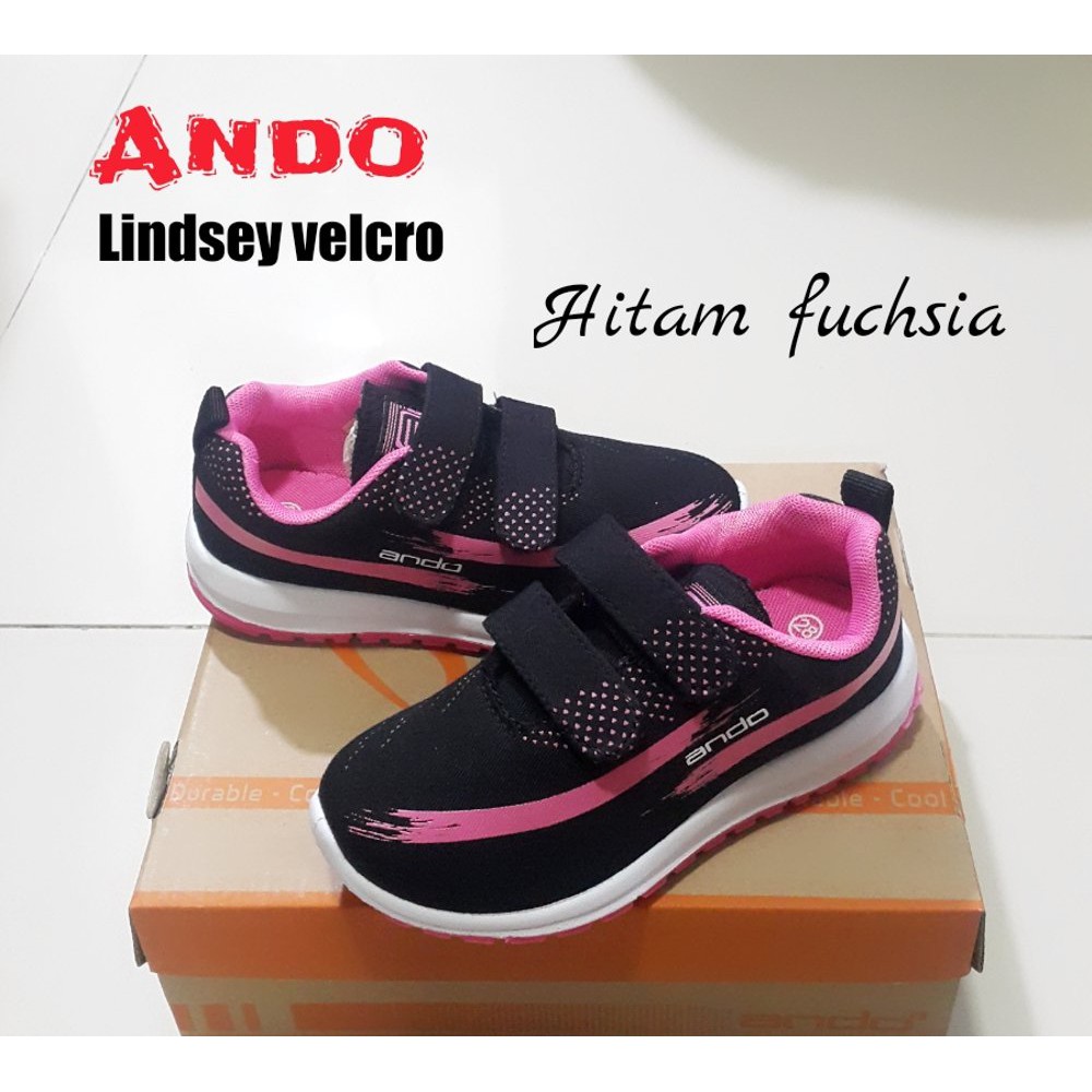 NEW Sepatu anak perempuan ANDO LINDSEY HITAM FUCHSIA