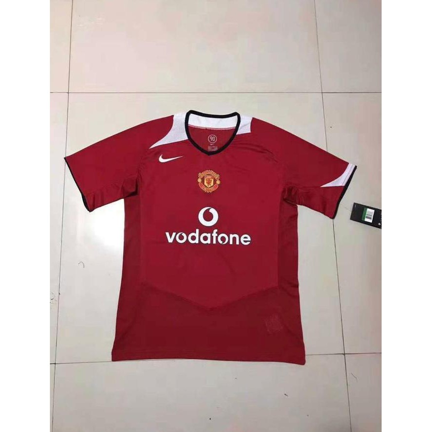 Jersey Bola Mu Home 2004 Retro Vodafone Grade Ori