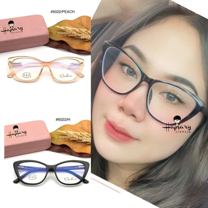 Frame Kacamata Wanita Cat Eye Candies 6022 Paket Lensa Antiradiasi Minus Cylinder Dan Plus | Photocromic | Bluecromic