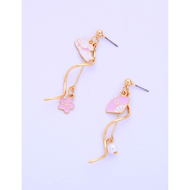 LRC Anting Tusuk Fashion Gold Drip Fan: Bunny: Pearl Earrings F94084