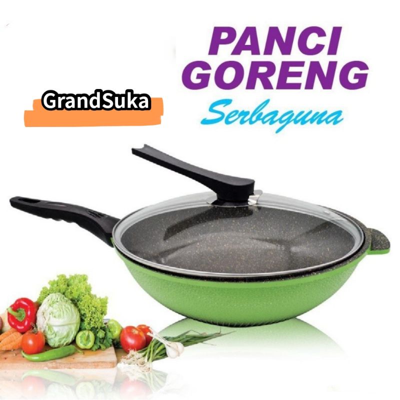 PANCI MASAK SERBAGUNA PEKANBARU WOK PAN 28CM | PANCI GORENG  FRY PAN REBUS ADA TUTUP riau