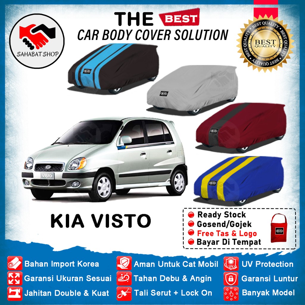 Sahabat Body Cover Mobil Kia Visto / Penutup Sarung Mobil Kia Visto Outdoor 2000 2001 2002 2003 / Tutup Mantel Selimut Kerudung Kelambu Mantol Jas Pelindung Terpal Kerodong Bungkus Mobil Visto Anti Air Waterproof Model Biru