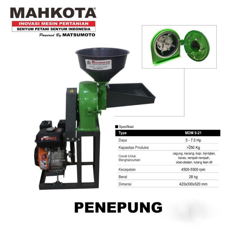 Mesin Penepung Mahkota MDM 9-21 Giling Jagung Beras Kopi Jadi Tepung MDM 9 21