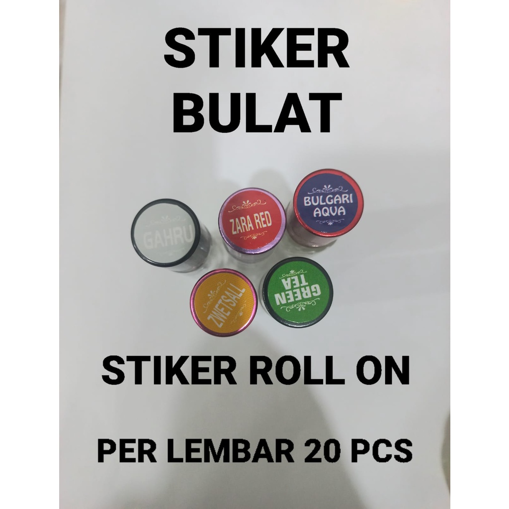 

(PART 1) STIKER BULAT ROLL ON, STIKER PARFUM BULAT UNTUK ROLL ON ATAU SPRAY. CERAH DAN TIDAK LUNTUR. HARGA PERLEMBAR ISI 20 PCS