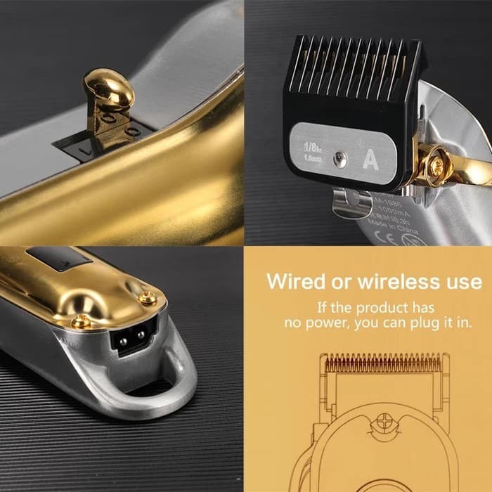 Mesin Alat Cukur Rambut Kemei KM 1986 GoldProfesional Hair Clipper cukuran cas-GOLD