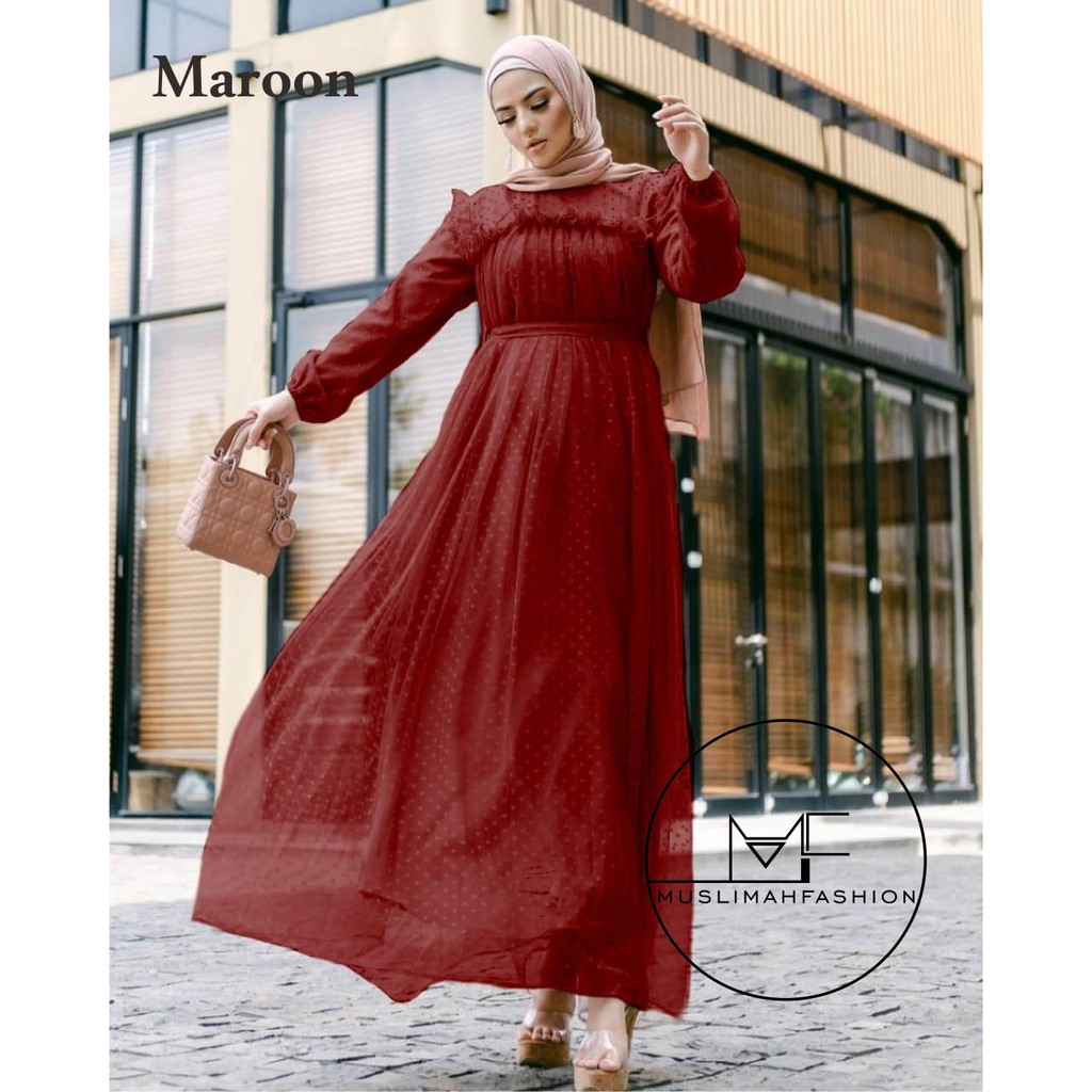 Gamis Brukat Terbaru 2021 NADHIRA GOWN ASMIRANDAH DRESS Brokat Jumbo Fashion Muslim Kondangan Murah