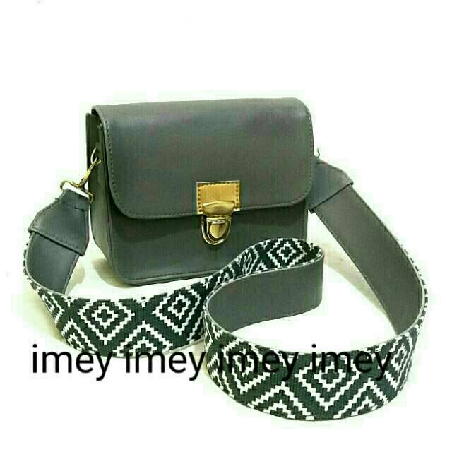 [BISA_COD]_M45_Tas Selempang Slingbag KOTAK TALI TRIBAL ZARA BOX, Tas Slempang Kotak Strap Tribal