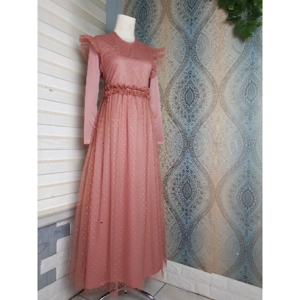 GAMIS TILE DOT TERBARU GAUN PESTA TILE DOT KEKINIAN GAUN BRIDESMAID GAUN RESEPSI