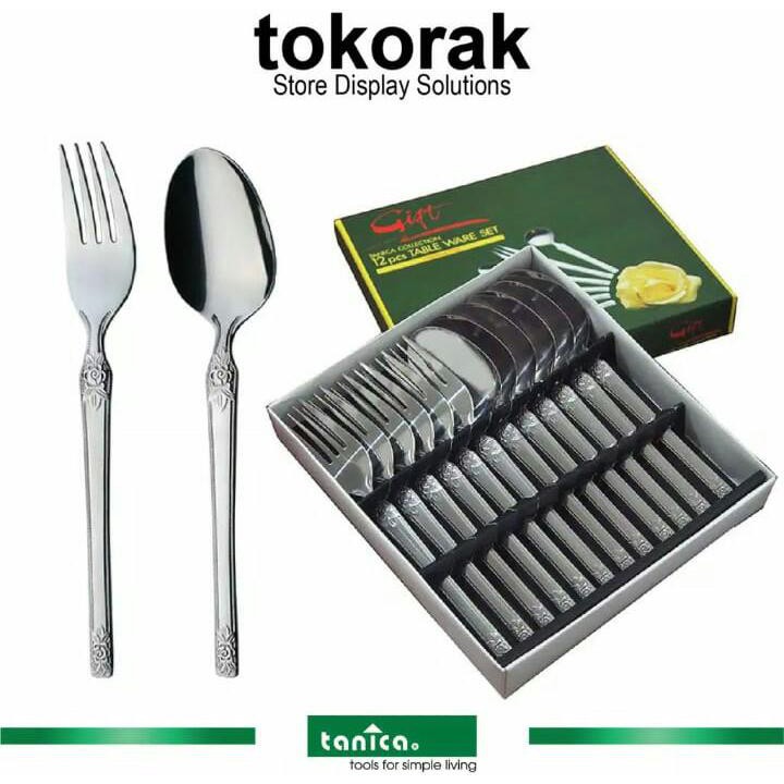 SENDOK GARPU FLORA STAINLESS STEEL SET 12 PCS TANICA