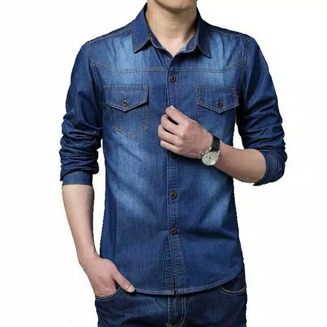 Fourfashion kemeja jeans TOMIKO lengan panjang