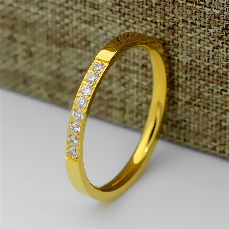 [ Model Baru ] Cincin Titanium Mini Korea Wanita Fashion CK028 warna gold elegant simple modern