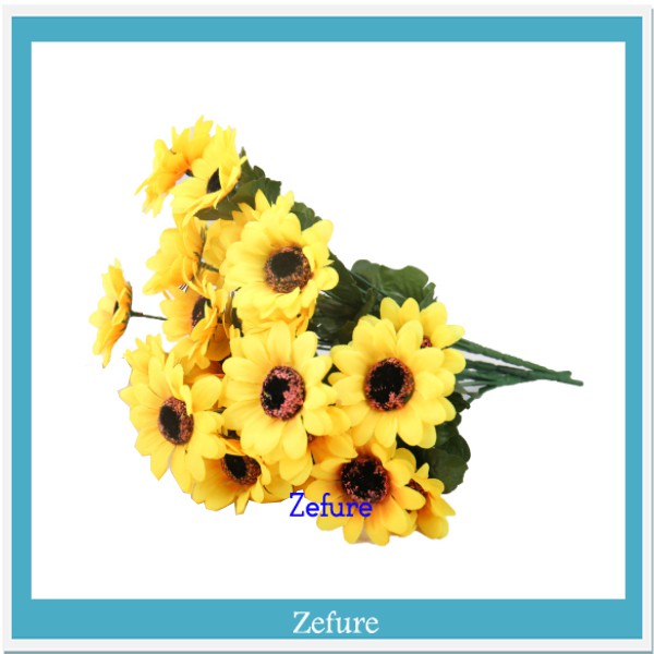 Bunga matahari hias plastik imitasi artificial Bunga SunFlower Dekorasi 1 tangkai 7 bunga besar