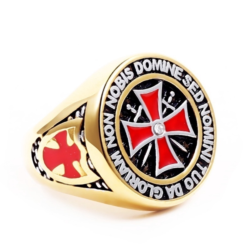 SeuSuk Fashion Popular Punk Rock Crusader Cross Rings for Men Knight Templar Knight Symbol Ring