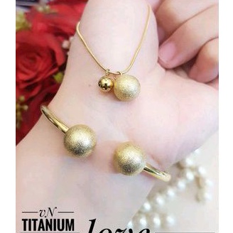 Titanium Set Perhiasan Titanium Boba Gold 118222