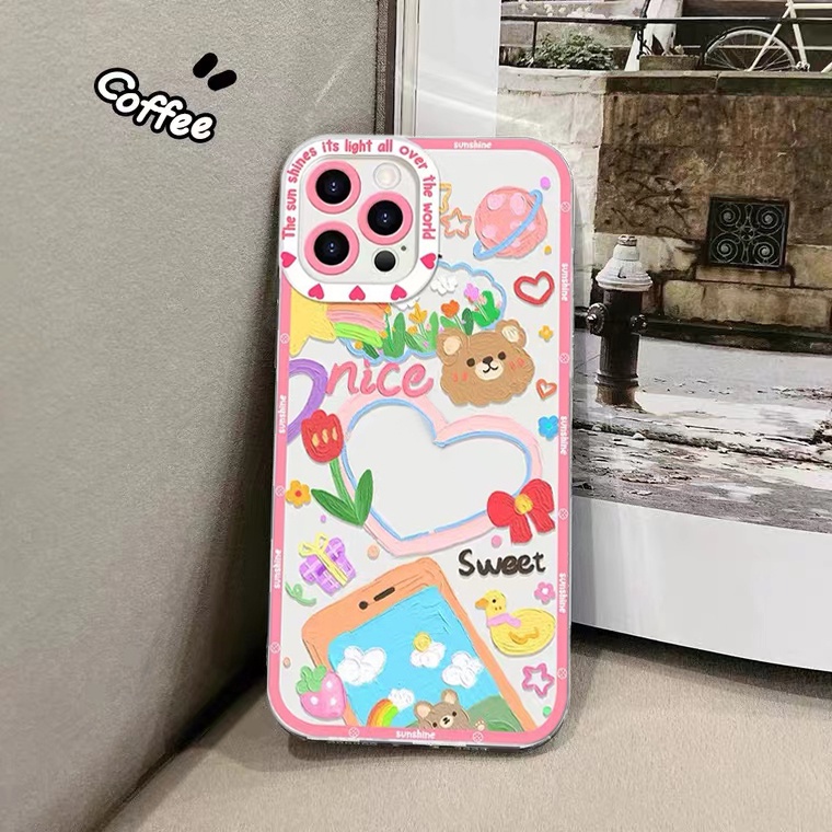 Soft Case Silikon Transparan Shockproof Motif Bunga Untuk iPhone 11 12 13 Pro MAX X XR XS MAX 12 Pro 6 6S 7 8 Plus