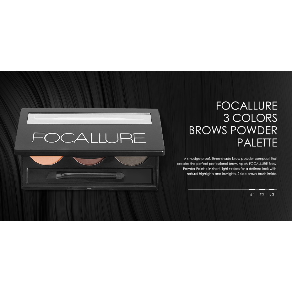 (READY &amp; ORI!) Focallure Eyebrow Eye brow Powder 3 Color Pallete FA04 FA 04 waterproof terbaru viral