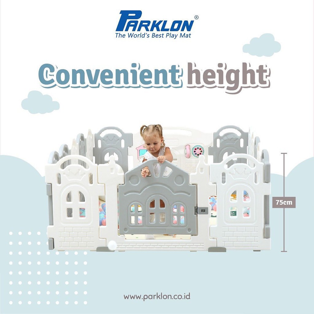 PARKLON FENCE New Upgaded Tinggi 72 cm Monochrome Putih Abu