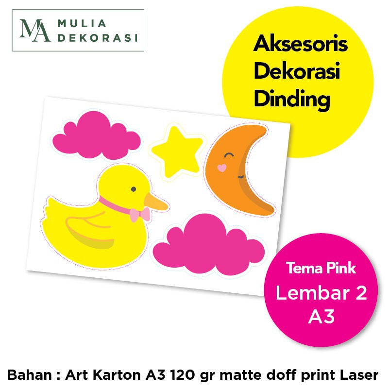 Aksesoris Dekorasi Dinding Aqiqah Khitan Ulang Tahun Laser A3 Sticker Paper 150gram 3 LEMBAR