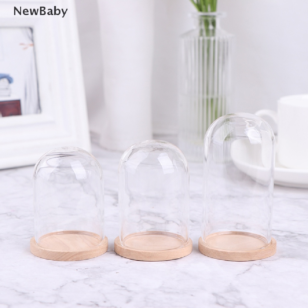 Newbaby Miniatur Toples Kaca Display Bunga Dengan Base Untuk Dekorasi Rumah Boneka 1: 12