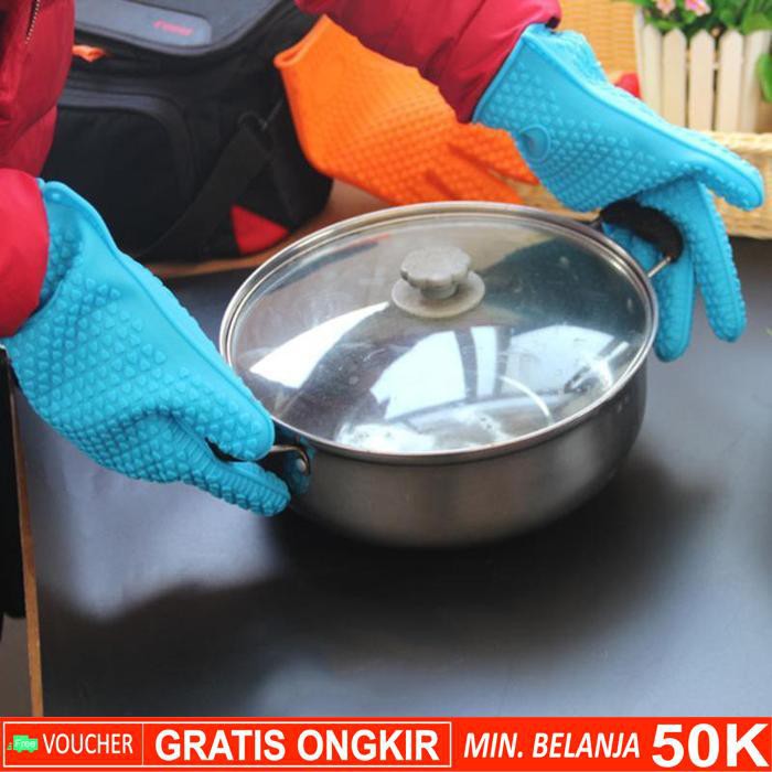 Grab Medan Sarung Tangan Silikon Anti Panas Heat Resistance Kitchen Glove 1 Pcs  Fgs Orange