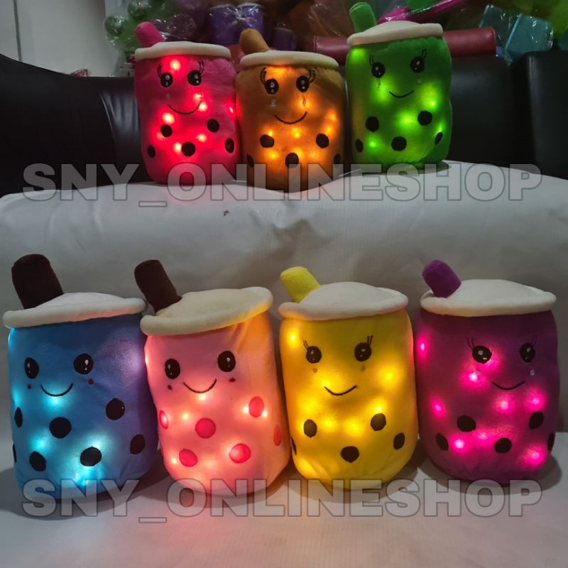 Boneka Boba / Minuman Boba / Bantal Boba LED 3 Mode 35cm L