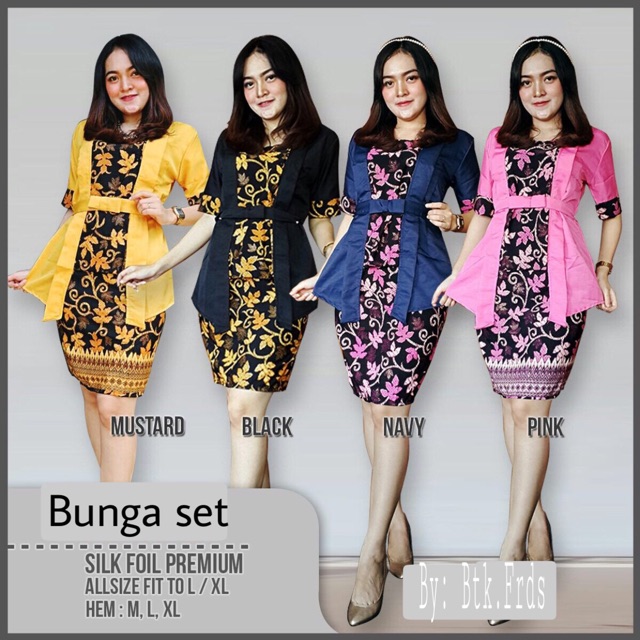 Setelan batik wanita bunga set sabuk seragaman modern murah stelan wanita stelan batik pakaian kerja