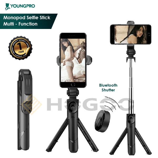 YOUNGPRO YSS-02 YSS-01 TRIPOD STICK SELFIE BLUETOOTH 3 IN 1 CONNECTION TONGSIS PHONE HOLDER WITH WIRELESS REMOTE SHUTTER
