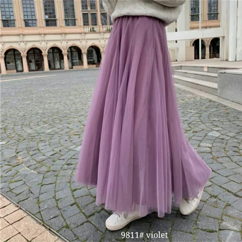 9811 Rok tutu Lace 3 layer dewasa Korean style wanita import premium rok panjang tutu skirt panjang 