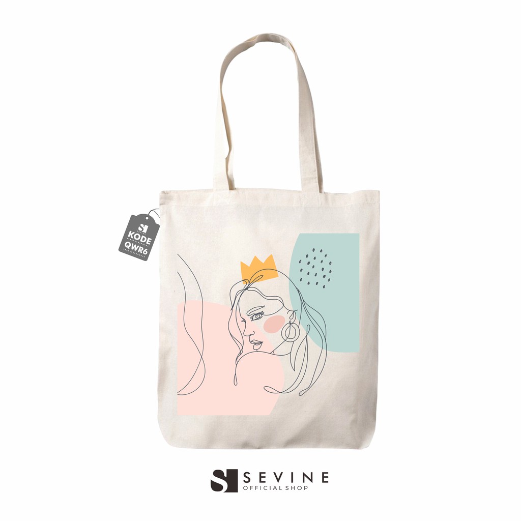 Sevine Tote Bag Resleting Tas Wanita Totebag Fashion Artsy Nordic - QWR