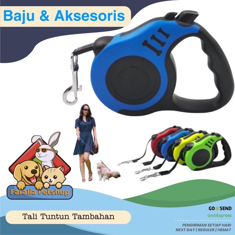 Tali Tuntun Hewan Retractable Dog Leash Fleksibel Otomatis Murah Tali Anjing Kucing Cat Pet Harness