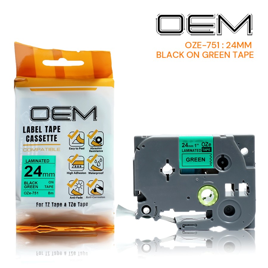 OEM OZe LABEL TAPE 24mm x 8m For Use On Brother Ptouch