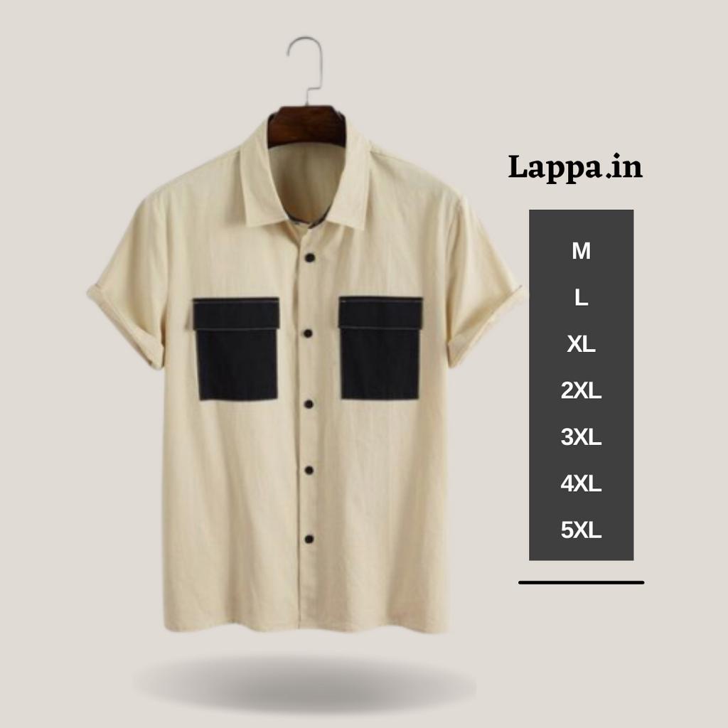 Kemeja Corduroy Lengan Pendek Motif Big Size