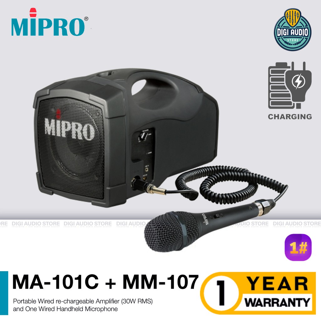 Speaker Audio Portable - Batre Charger - Microphone Kabel Mic - MIPRO MA-101C + MM-107