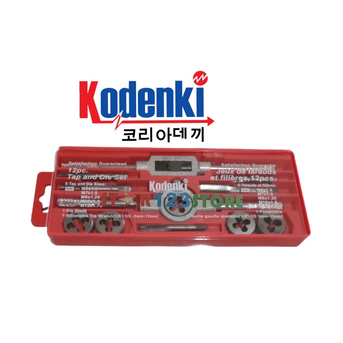 Tap Die Set 12 Pcs Alat Snai Tap Ulir Senai Drat Mur Baut 12Pc Kodenki