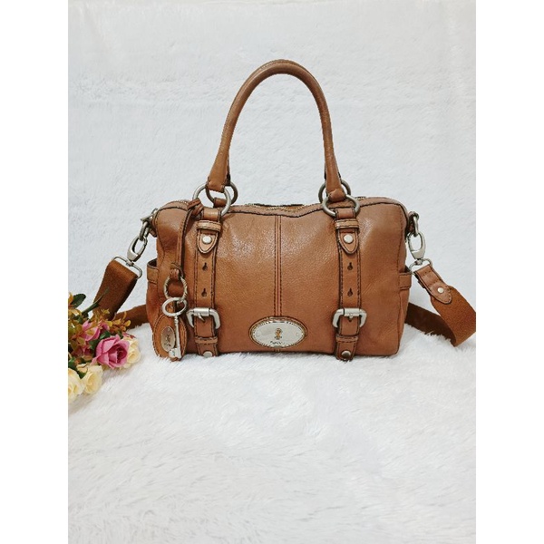 ~ MSL009 Fossil Vintage Maddox Satchel Crossbody Chessnut Leather Authentic