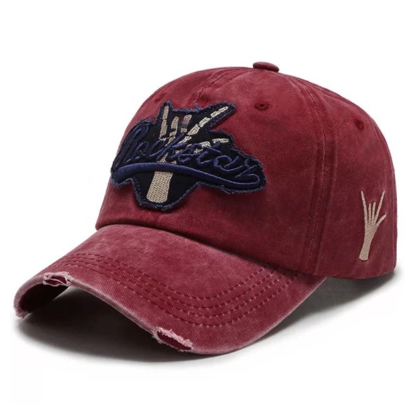 Topi Pria Topi Baseball Pria Retro Fashion Cap Topi Rockstar - Merah(N2Y8) Topi Baseball Polo Topi P