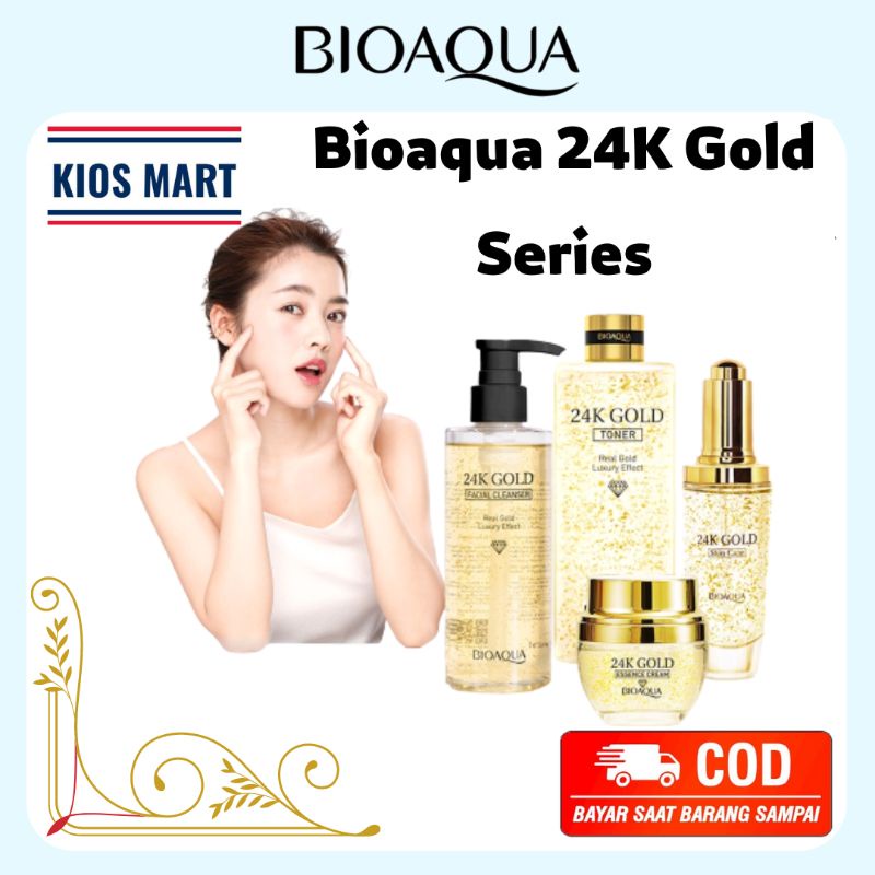 Bioaqua 24K Gold Gentle Makeup Remover Micellar Water Lip &amp; Eye 300ml / Facial Cleanser 200ml / Essence Cream 50g / Skincare Serum 50ml