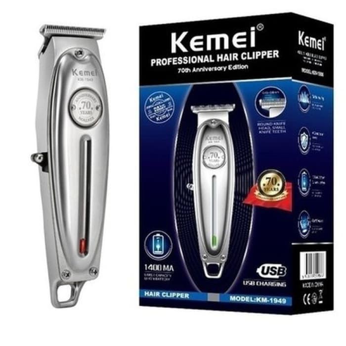 Alat Cukur Rambut Kemei KM-1949 Hair Clipper Charger Metal Cordlees