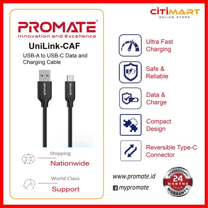 Promate UniLink-CAF USB-A to USB-C Data and Charging Cable