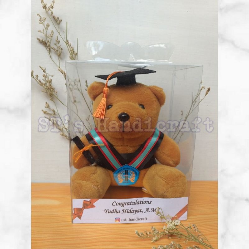 Boneka Wisuda + Kotak Mika (GRATIS request nama, logo, ucapan)