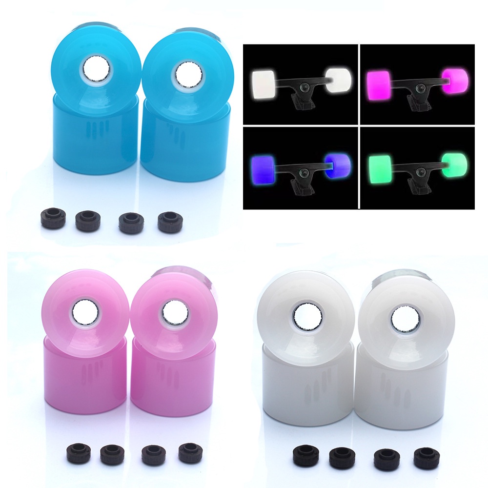 Roda Skateboard Led 70x51mm Bahan PU Dengan 3 Manikmanik Warna Putih