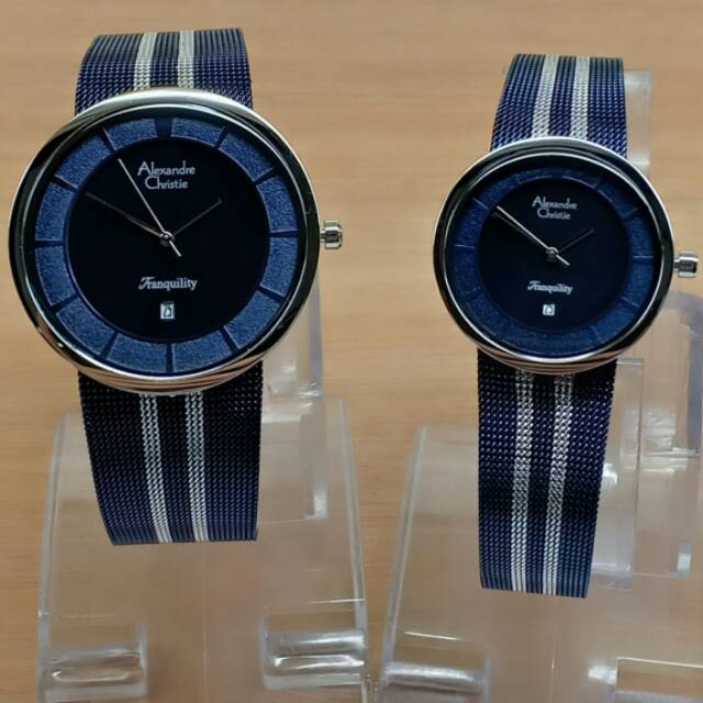 Jam Tangan Couple Alexandre Christie Stainless Steel Pasir Ac8334 Original