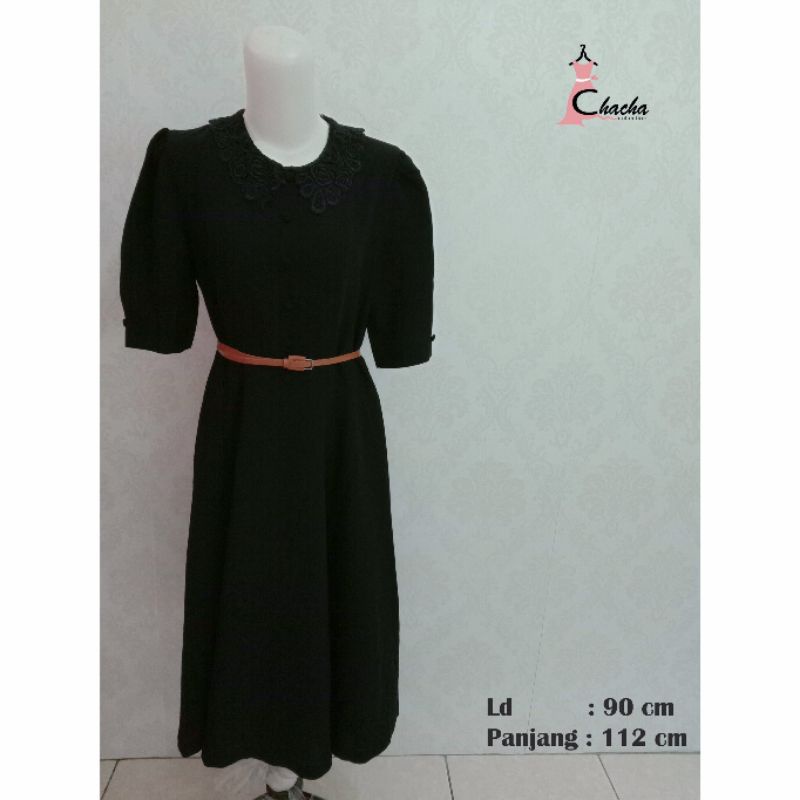 Dress Hitam Lengan Pendek / Dress Panjang / Dress lengan pendek / maxi dress / dress maxi / dress