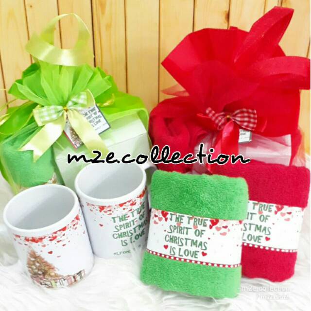 [m2e] Paket Souvenir. Mug. Handuk. Box Putih. Tile Serut.