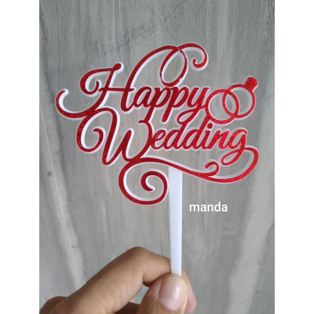 Tusuk happy wedding hiasan kue tart