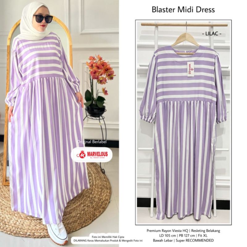 BLASTER MIDI DEESS BY MARVELOUS (MIDI DRESS MUSLIMAH) Dress salur modern