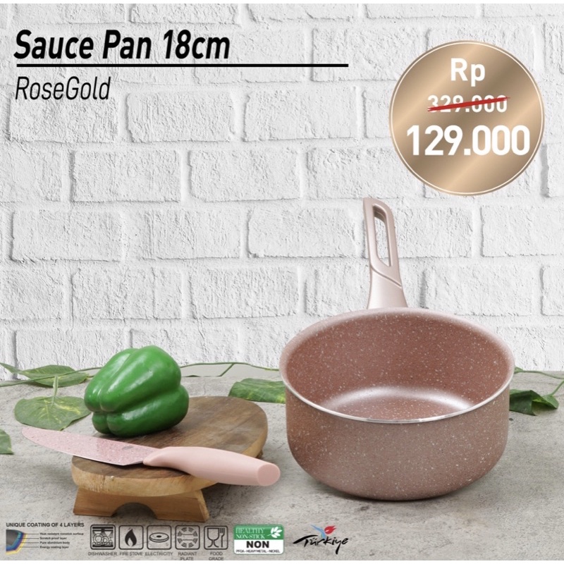 PERO SAUCEPAN PANCI SUSU SAUCE PAN 18cm ROSE GOLD