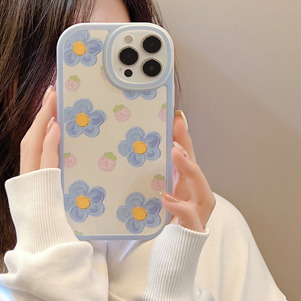 Soft case TPU shockproof Motif Lukisan Cat Minyak Bunga Untuk iPhone 11 Pro max 12 13 Pro max mini XS max xr 7 8 Se 2020 plus